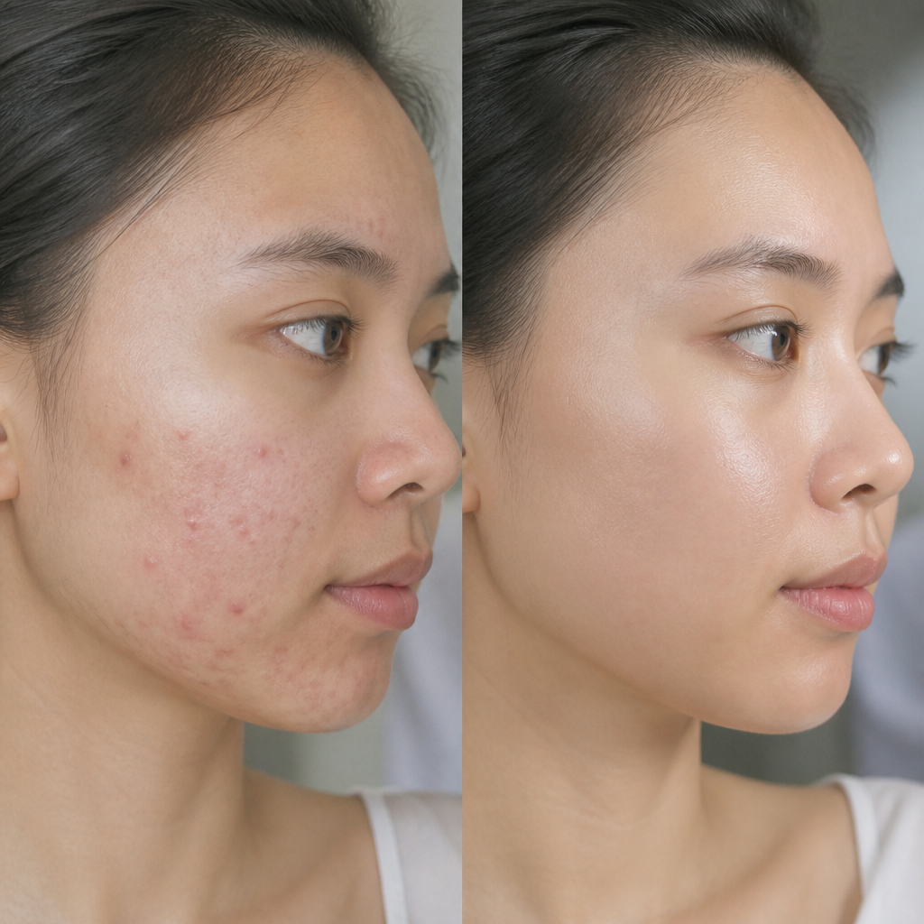 Kết quả trước và sau khi điều trị mụn trứng cá bằng AI tại Guru Beauty năm 2026