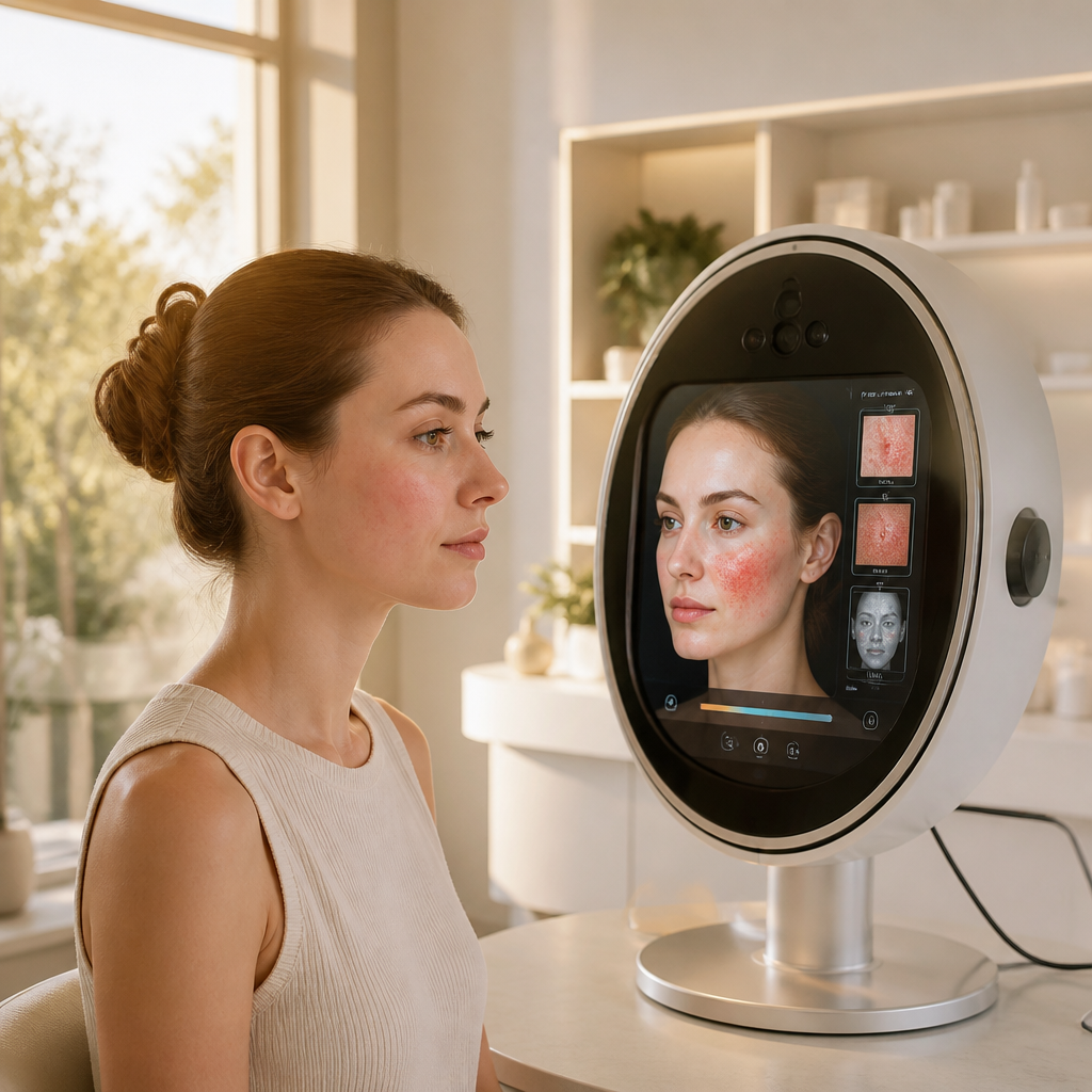 Chuyên gia Guru Beauty sử dụng công nghệ AI để phân tích và đưa ra phác đồ chăm sóc da nhạy cảm