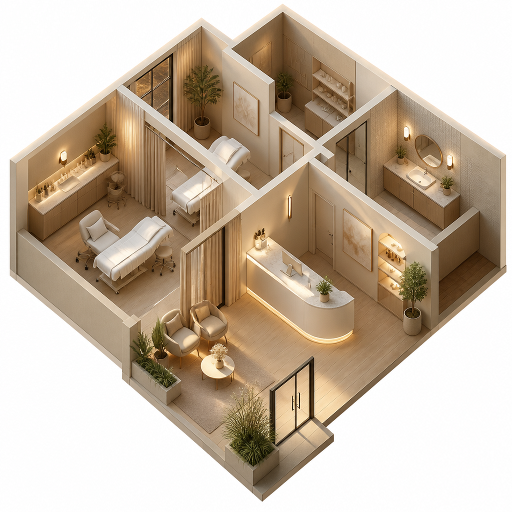 Không gian spa chuẩn y khoa hiện đại và sang trọng, mang đến cảm giác thư giãn và chuyên nghiệp