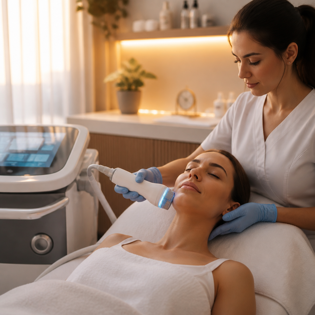 Thiết bị công nghệ cao trong spa chuẩn y khoa, minh họa sự hiện đại và chuyên nghiệp của Guru Beauty