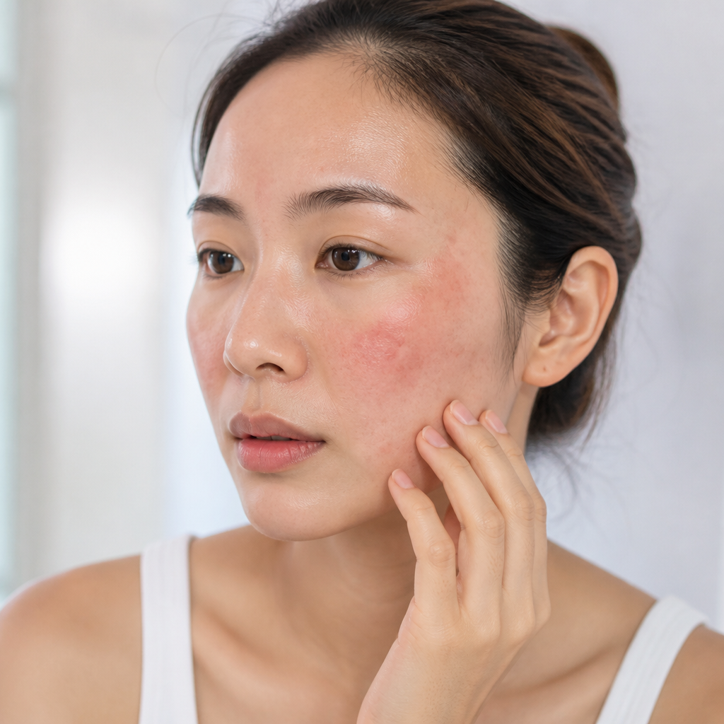 Làn da bị đỏ rát và kích ứng nghiêm trọng do tẩy tế bào chết quá mức.